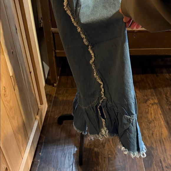 SHEIN Blue Wide Leg Frayed Pants - Picture 2 of 4
